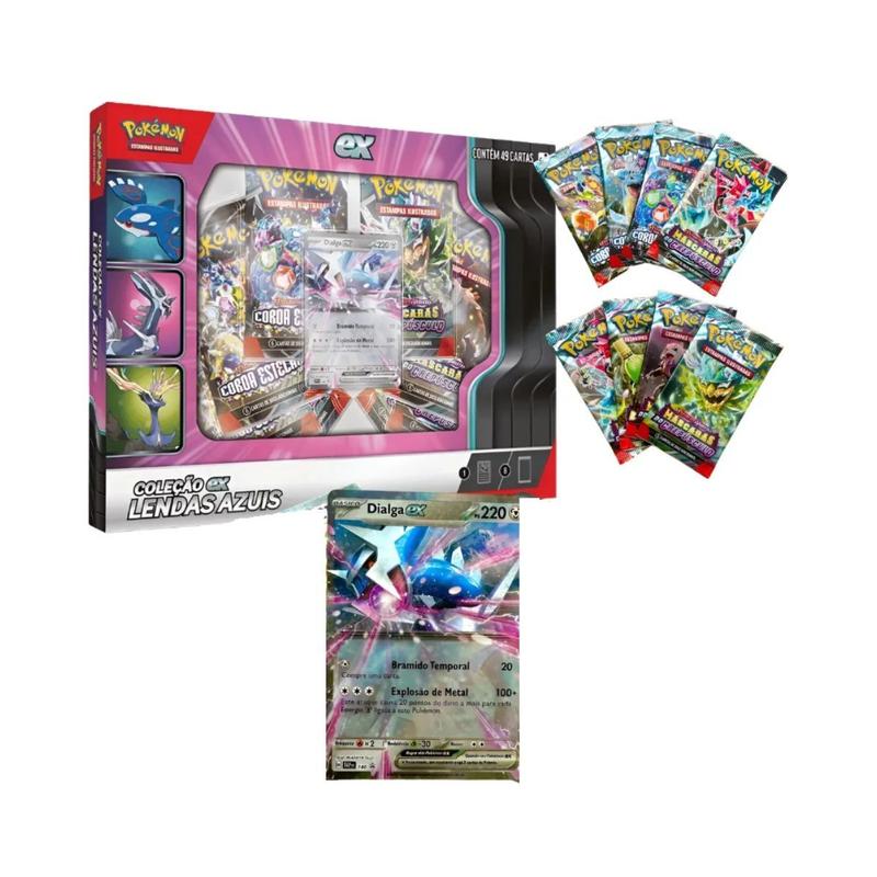 Box Pokémon TCG Coleção Lendas Azuis Dialga Ex - Copag - Deck de